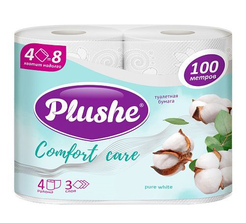 ТБ Plushe "Comfort care" Pure White 4рул.,3сл.,25м.1*10  (81805)