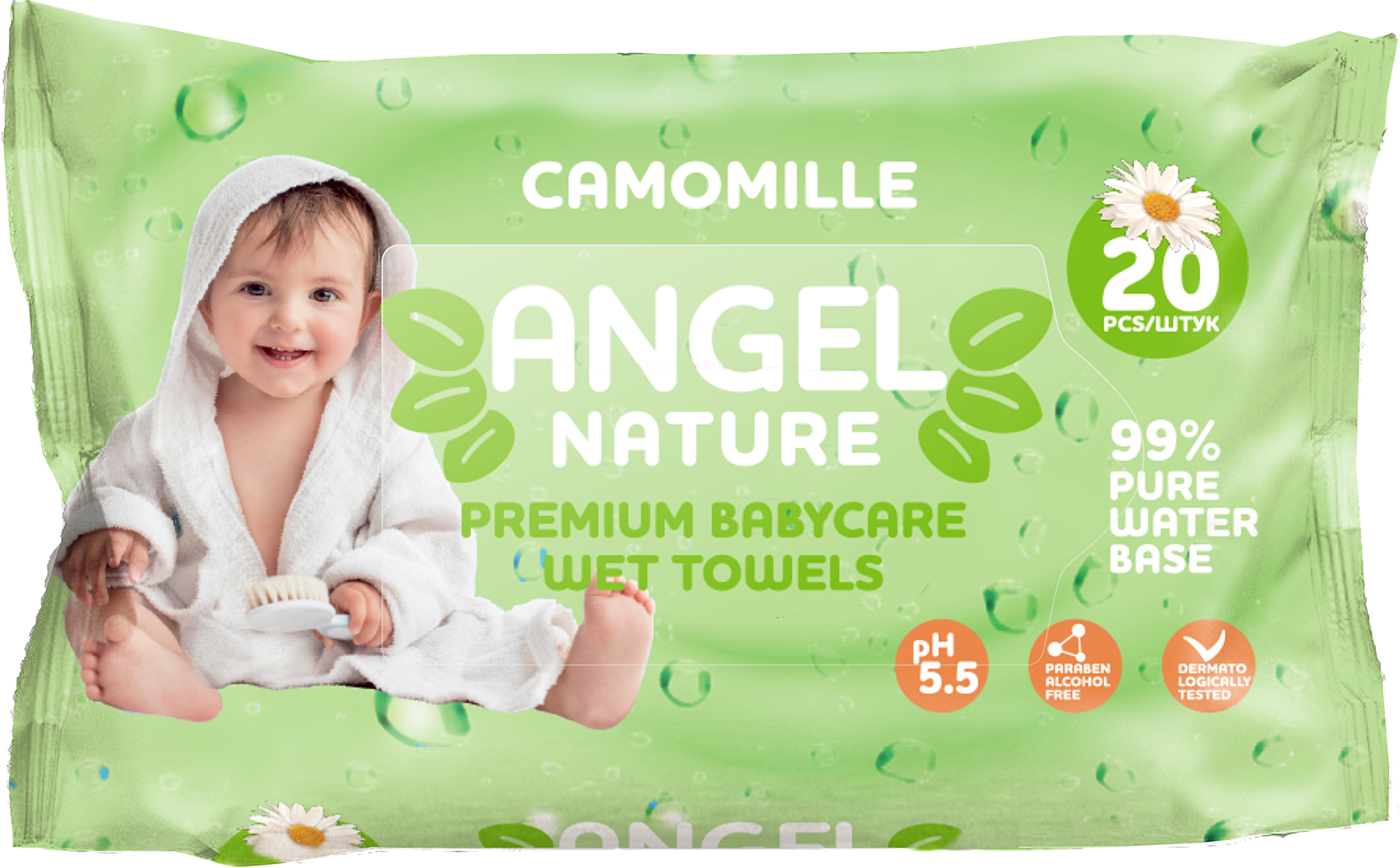 Влажные салфетки Ангел Camomille 20л.*48 (AN8-20)