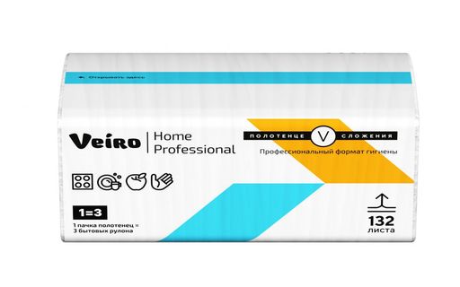 KV32-132 Полотенца бумажные 2сл.,Veiro Home Professional,(Soft Pack) 210*216мм. *20