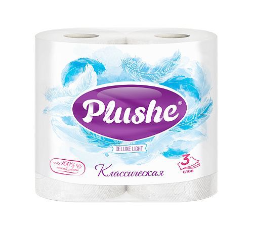 ТБ Plushe Deluxe Light "Классическая" 4рул. 3-х сл.по 15м,белая, 1*12 (3016)