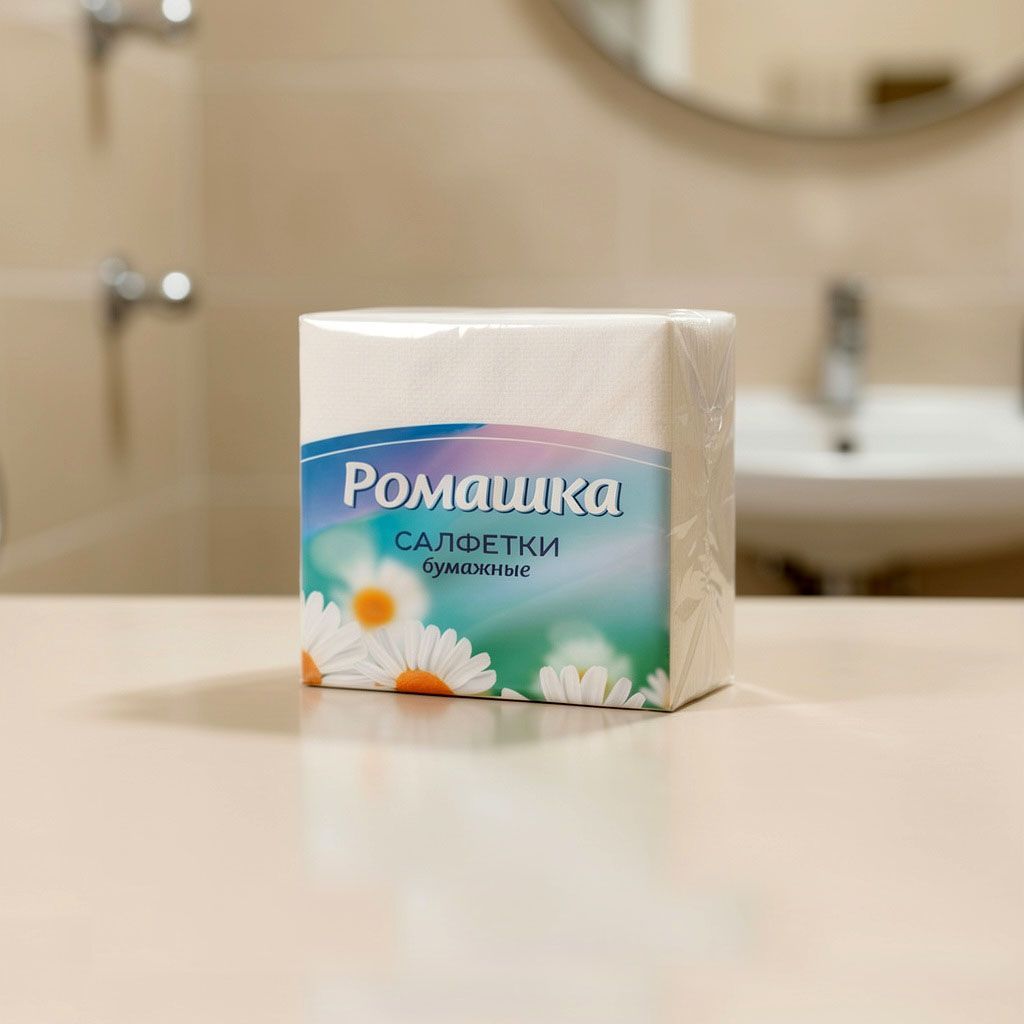 Салфетки Ромашка 24*24 1сл.,70л.,белые *56  (2239)