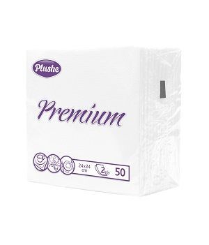 Салфетки Plushe premium 24х24, 2сл., 50л, Ассорти,рамочное,пастель/белая 1*30 (16048/97779)