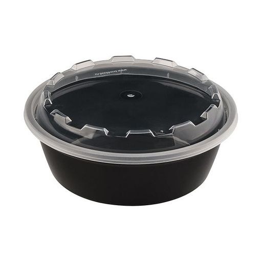 Контейнер 0,530л.,круглый с крышкой чёрный ПП ВЗЛП (152*48) *150