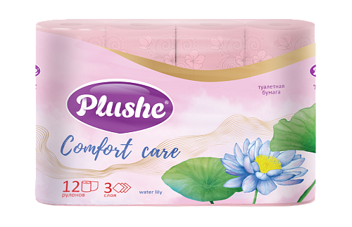 ТБ Plushe "Comfort care" Water lily 12рул.,3сл.,розовый 1*12  (75261)