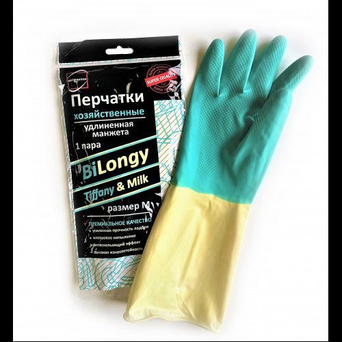 Перчатки резиновые BiLongy/Tiffany & Milk S удлин.манжета 1*120*12пар