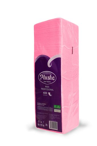 Салфетки Plushe Maxi Professional,1слой,400л.,розовый пастель,микротиснение 1*6 (2022)
