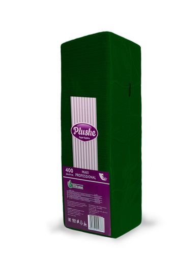 Салфетки Plushe Maxi Professional,1слой,400л.,зеленый интенсив,микротиснение 1*6уп (2023)