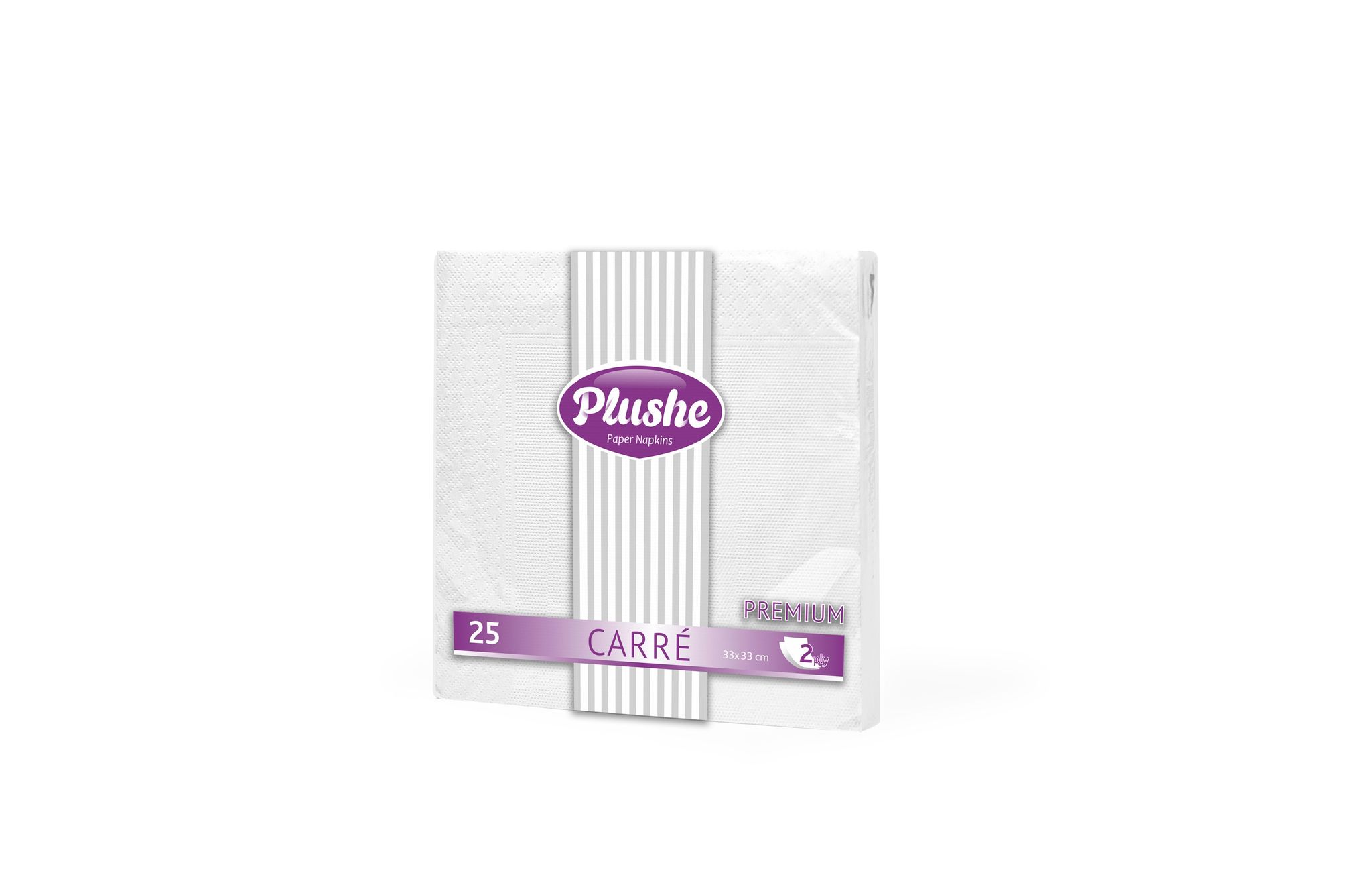Салфетки Plushe premium carre  33х33, 2сл, 25л, белая/пастель,рамочное (белая) *30   (2028)