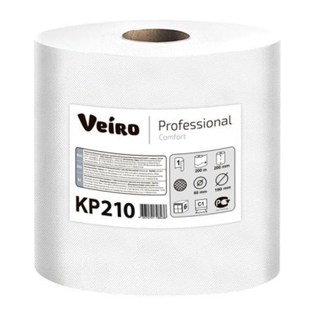 КР210Т Veiro Professional Сomfort полотенца в рулонах ,белые,1сл.,1*6  200м