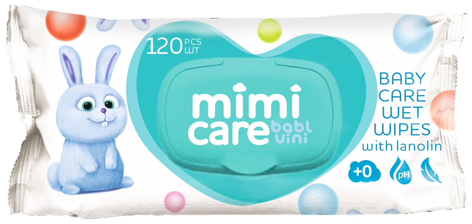 Влажные салфетки BablUini MIMI CARE 120л.,голубые *12 (5900728)