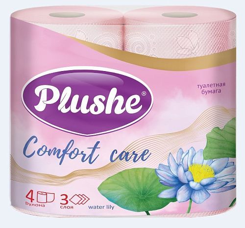 ТБ Plushe "Comfort care" Water lily 4рул.,3сл.,розовый 1*12  (80286)