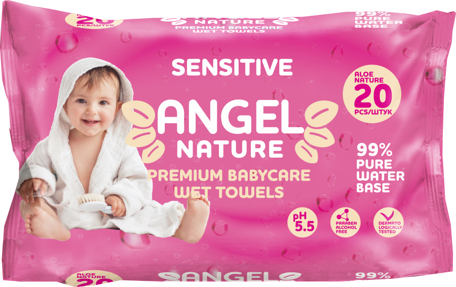 ANGEL влажные детские салфетки 20л. Sensitive розовый (AN-6)*48