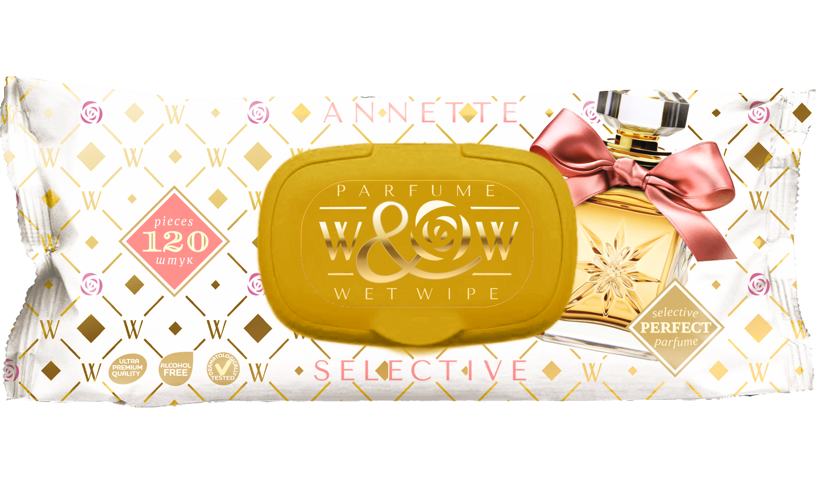 W&W парфюм. влажные салфетки 120л. Annette (WWAS-120) ЧЗ