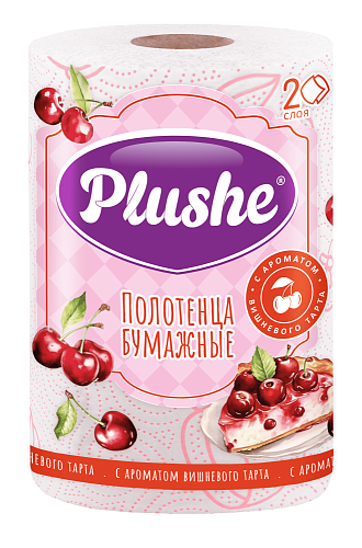 ПБ Plushe 2 слоя,1 рулон, 30м, белое с ароматом вишнёвого тарта 1*18уп (84932)