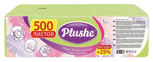 Салфетки Plushe 1сл., 500л., салат/пастель, сплошное 1*5  (83007)