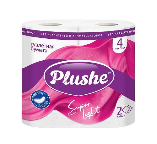 ТБ Plushe Super Light 4рул.,2сл.,12,5м.,белая 1*12 (16734)