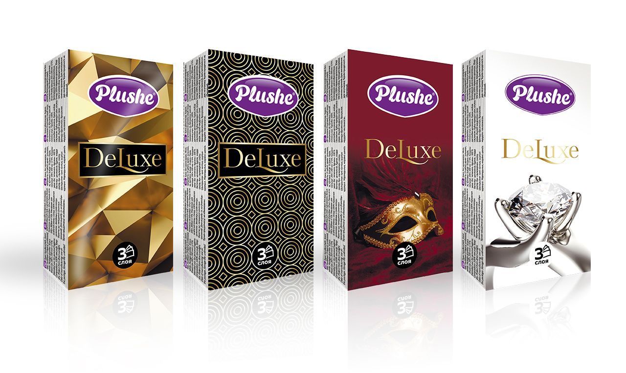 Платочки бумажные Plushe Deluxe Standart 3сл.10л. 1*10 (28уп)  (5066)