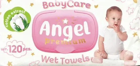 PING&VINI ANGEL детские влажные салфетки с крышкой 120л. РОЗОВЫЕ *12 (PV 121)