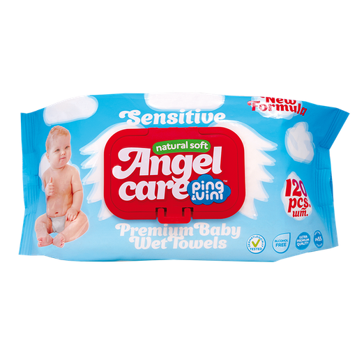 PING&VINI ANGEL детские влажные салфетки с крышкой 120л.голубые *12 (PV 120)